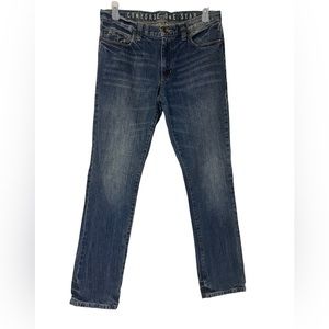 Converse One Star Cotton Denim Blue Straight Leg Low Rise Distress Jeans 34 x 34